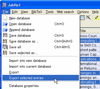 Export selected entries with Ctrl